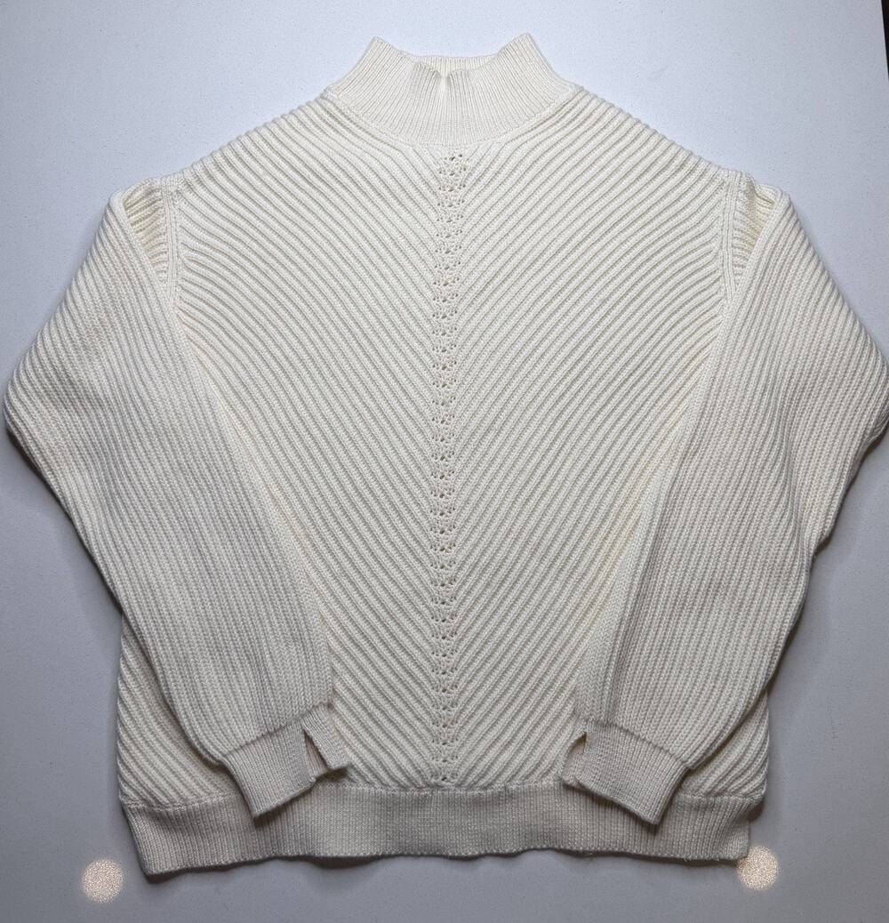 Marine Layer Womens Size M Ivory Skylar Turtleneck Sweater Cotton Nylon Wool